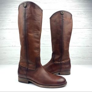 Frye Melissa Button 2 Knee High Boots Cognac 7 NEW